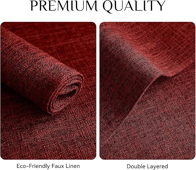 Softalker Faux Linen Placemats Set of 4-12 x 18 Inch, Heat Resistant Double Layered Durable Burlap Farmhouse Place Mats, Non-Slip Washable Rustic Table Mats for Dining, Kitchen, Party（Red