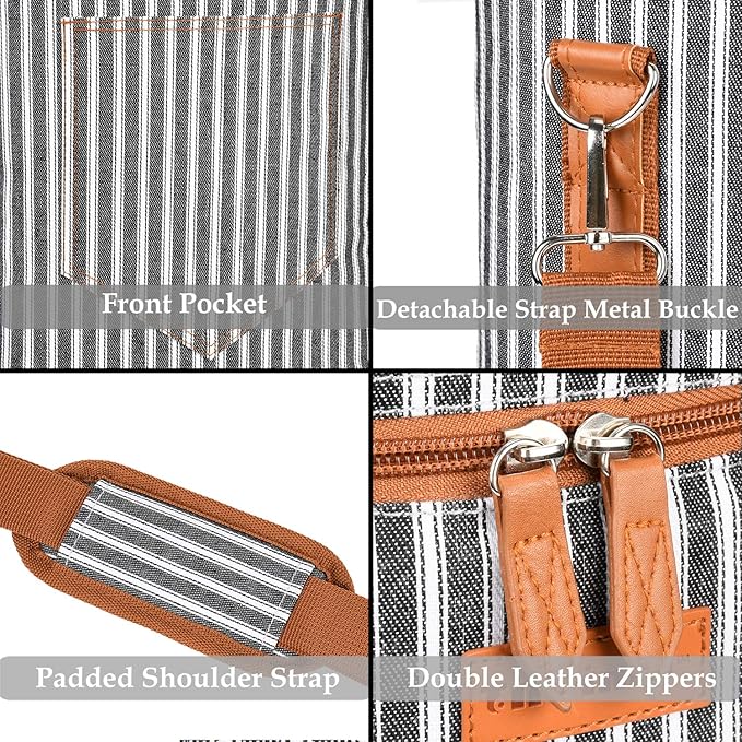 Tirrinia 4 Bottle Wine Gift carrier - Insulated & Padded Portable Versatile Wine Carrying Cooler Tote Bag for Travel, BYOB Restaurant, Wine Tasting, Party, Great Gift for Wine Lover, Black Stripe