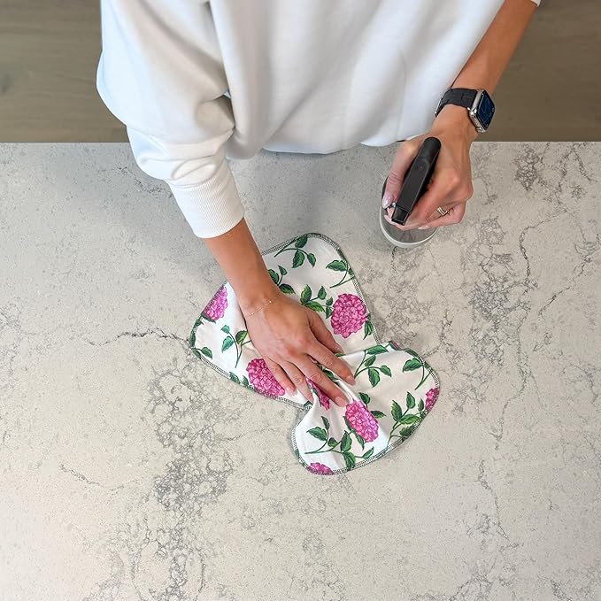 Reusable Paper Towels - 10 PACK - Roll of Washable Cotton Cloth Paper Towels - Paperless Reusable Napkins Cloth Washable - Absorbent + Long Lasting - Zero Waste Products - (Pink Hydrangea)