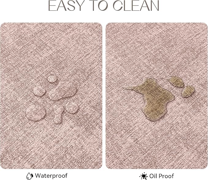 Romanstile Vinyl Placemats Set of 12-12 X 18 Inch - Heat Resistant Place Mats 100% Waterproof Oilproof Wipeable Reversible Faux Leather Table Mats for Kitchen/Dining/Party/Outdoor, Pink