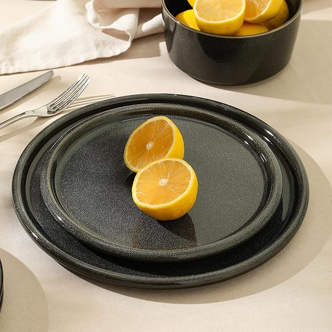 Stone Lain Eden 4-Piece Salad Plate Set Stoneware, Charcoal Grey