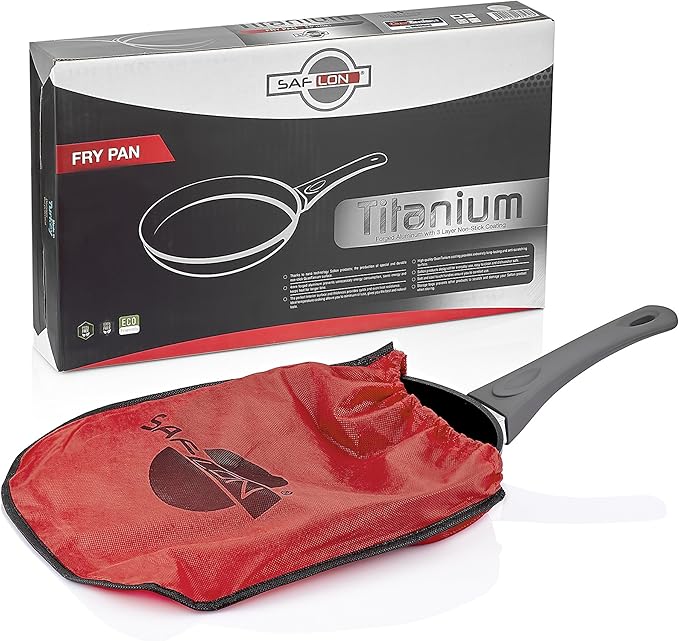 SAFLON Titanium Nonstick 8-Inch and 9.5-Inch Fry Pan Set 4mm Forged Aluminum with PFOA Free Scratch-Resistant Coating from England, Dishwasher Safe