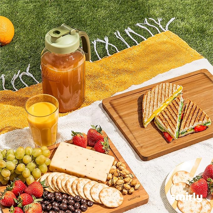 SMIRLY Bamboo Wooden Cutting Boards, Wood Cutting Board for Kitchen, Set of 3 with Deep Juice Grooves, Ideal for Chopping Meat Vegetables, Charcuterie Cheese Serving Tray, Kitchen Gadgets