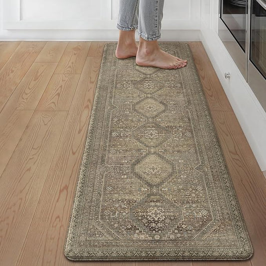 GENIMO Kitchen Mats for Floor, Washable Anti Fatigue Mat for Cushioned, 17.3"x59", Waterproof Kitchen Rugs, Non Slip Foam Comfort Standing Mat Rug for Home, Runner, Sink, Laundry, Sage