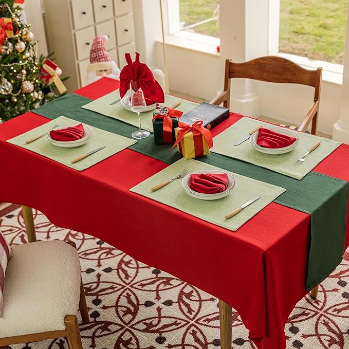 Home Brilliant Green Placemat Set of 8 Washable Place Mats Placemats Heat Resistant Sage Placemat for Dining Table Kitchen Table Mats Decor, Grass Green