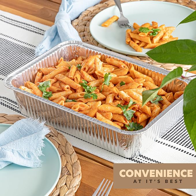 PLASTICPRO 10 Pack Aluminum Pans 12.5'' x 9" Disposable Pans with Covers Heavy Duty 8 lb Foil Pans for Baking and Cooking