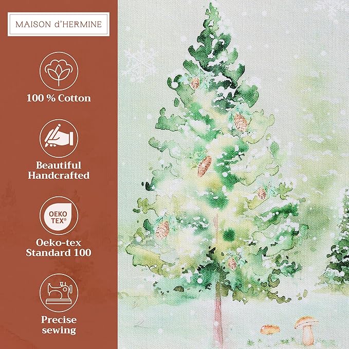 Maison d' Hermine Placemats Set of 4 100% Cotton Washable Cloth Place Mats, Reusable Table Mats for Thanksgiving Christmas Decorations Kitchen Dining Party Wedding (Winter Mornings, 13" x 19")