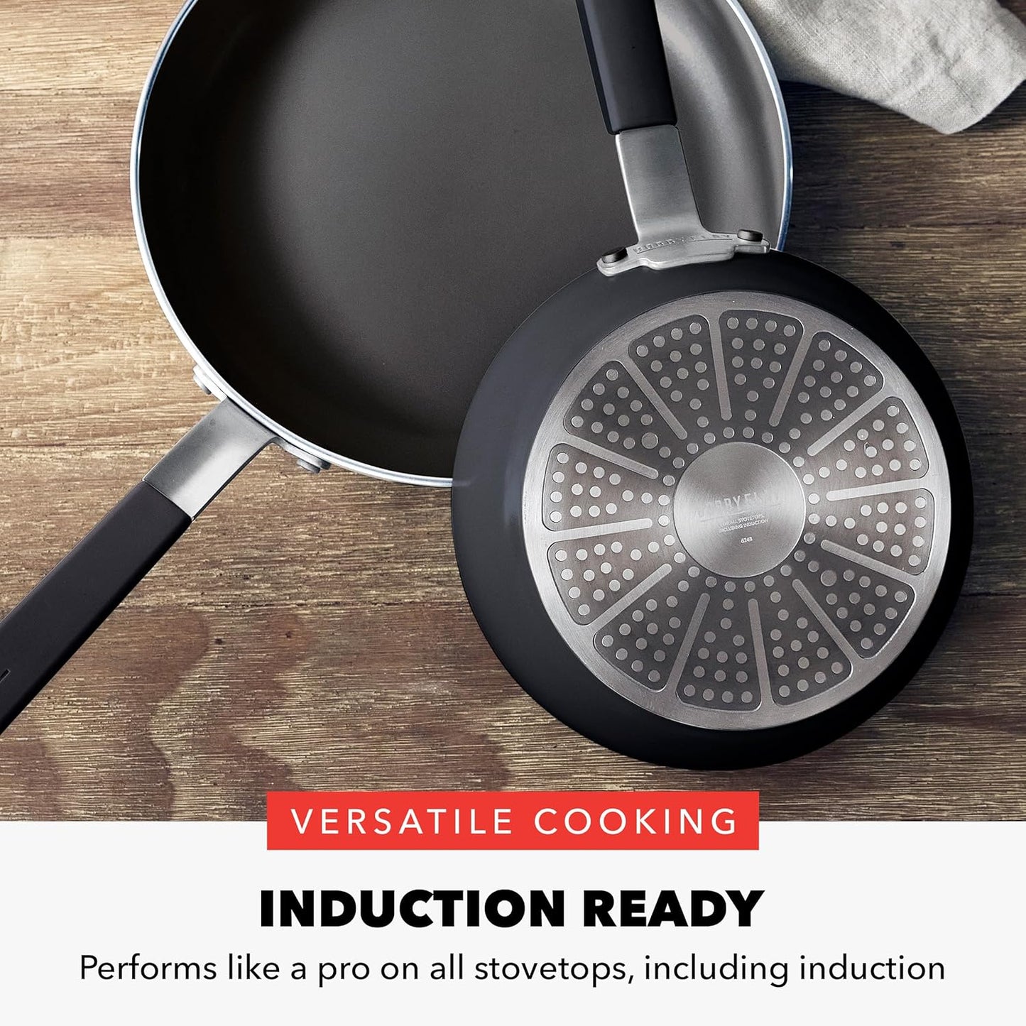 GreenPan x Bobby Flay 13 Piece Cookware Pots and Pans Set and 8" Chef's Knife. PFAS & PFOA-Free Ceramic Nonstick, Induction Suitable, Stay-Cool Silicone Handle, Dishwasher & Oven Safe, Black