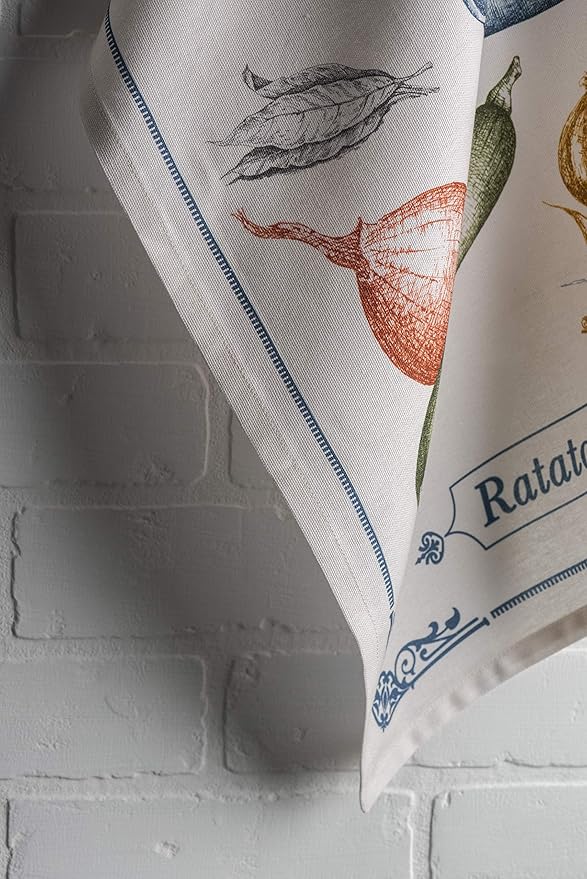 Maison d' Hermine Kitchen Towels Set of 3 100% Cotton 27.50" x 20" Reusable Cloth Tea Dish Towels Absorbent with Hanging Loop for Kitchen, Home, Dining, Cocktail Parties Spring/Summer (Gastronomie)