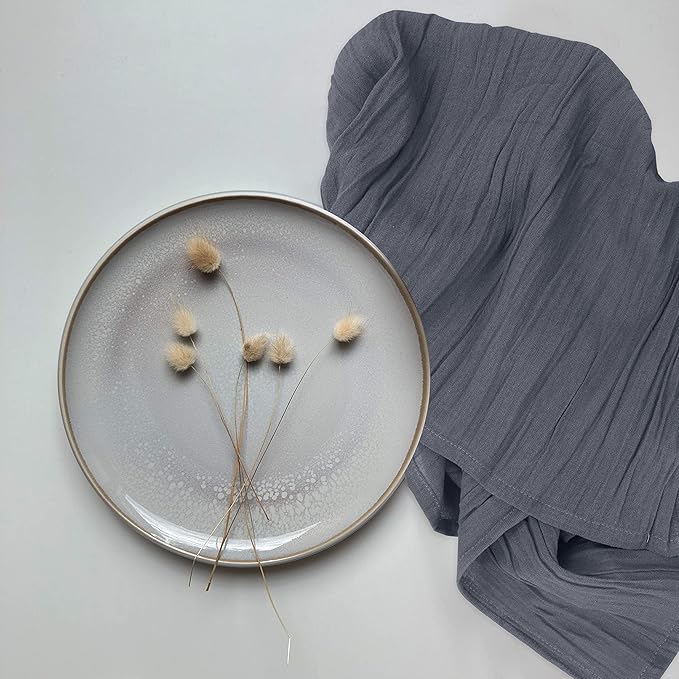 RUVANTI Flour Sack Towels 6 Pack 28x28 Inch, 100% Cotton Tea Towel, Reusable, Machine Washable, Absorbent BarTowels - Dish Cloth Perfect for Drying Dishes & Cleaning - Grey