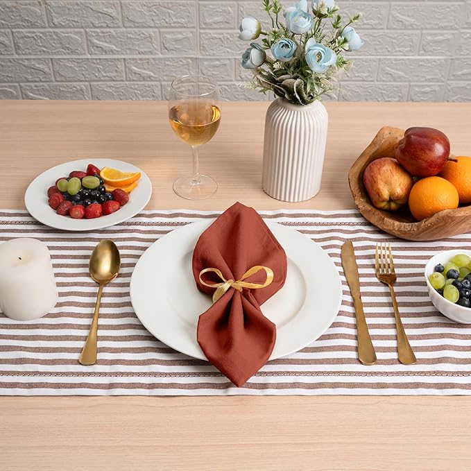 Blue Needles Solid Cloth Napkins Set of 12 Rust 100% Cotton Dinner Napkins 18x18 inches - Soft, Reusable, Absorbent & Washable Fall Thanksgiving Linen, Ideal for Events, Parties & Everyday Use