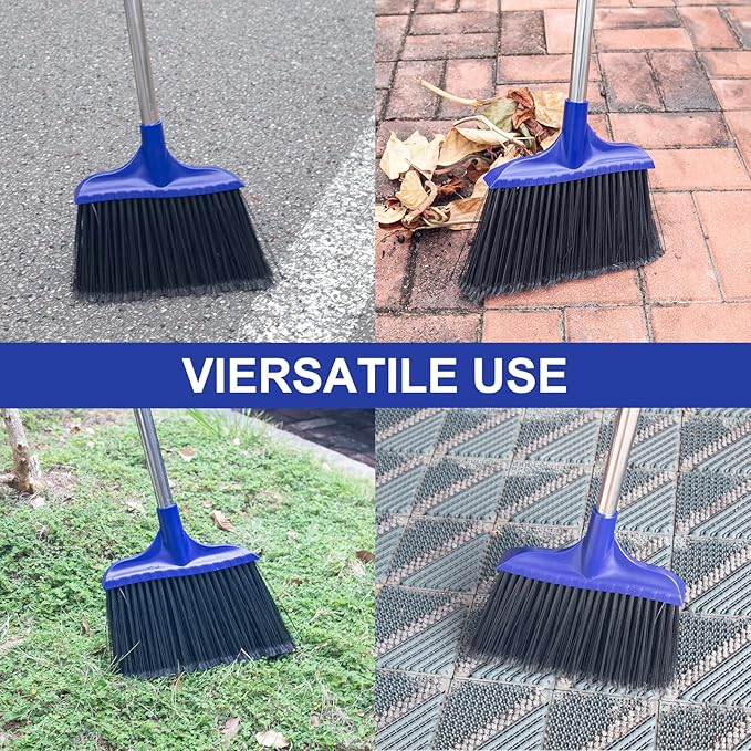 Kefanta 4 Pack Heavy Duty Broom Indoor/Outdoor Commercial Brooms Angle Broom 53 inches for Courtyard Garage Restaurant Lobby Patio Shop Home Kitchen Office Floor