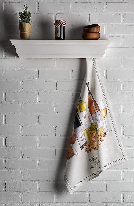 Maison d' Hermine Kitchen Towels Set of 3 100% Cotton 27.50" x 20" Reusable Cloth Tea Dish Towels Absorbent with Hanging Loop for Kitchen, Home, Dining, Cocktail Parties Spring/Summer (Terroir)