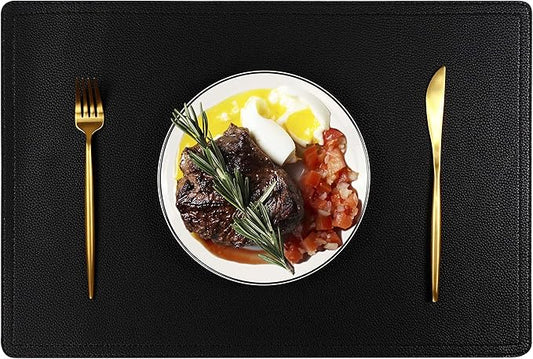 Set of 6 Faux Leather Placemats, PU Table Mats, Waterproof, Stain Resistant, Heat Resistant, Non-Slip Easy to Clean for Kitchen Dining Table,Conference Table
