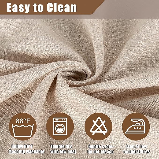 Fitable Linen Textured Tablecloth Washable Fabric Rectangle Table Cloth for 8 Foot Tables, Holiday Table Cover for Kitchen Dining, Party, Farmhouse (Beige, 54 x 108 Inch)