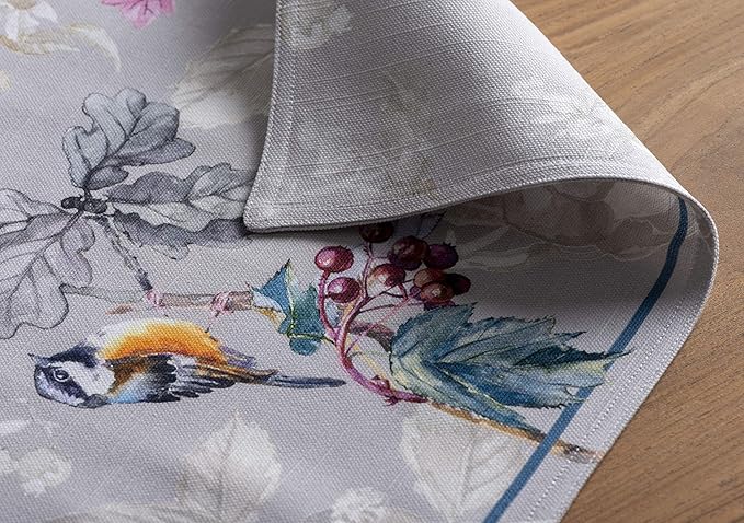 Maison d' Hermine Placemats Set of 4 100% Cotton Washable Cloth Place Mats, Reusable Table Mats for Thanksgiving Christmas Decorations Kitchen Dining Party Wedding (Equinoxe - Grey, 13" x 19")