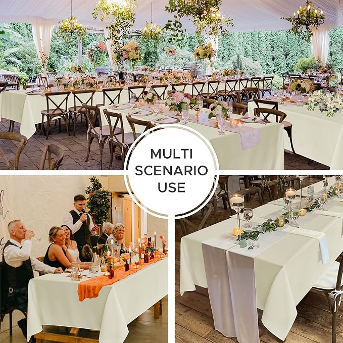 Fitable 10 Pack Rectangle Tablecloths: Stain Resistant Wrinkle Free Fabric Table Clothes, Washable Reusable Polyester Table Covers for Wedding Party Birthday Banquet Reception(Ivory, 70x120 Inch)