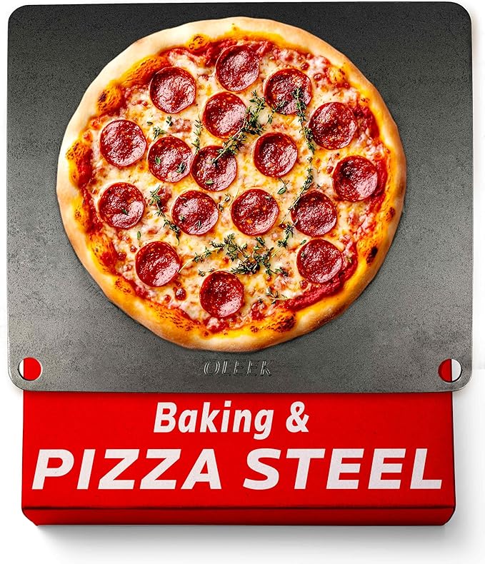 OLEEK Pizza steel Sheets for oven - Metal baking steels sheets for oven - Pizza steel 16x13.4 inches - Steel pizza stone for oven - Baking steels pro pizza - Baking stone for oven