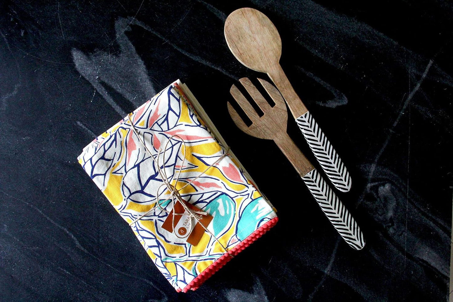 Valentine's Printed Kitchen Dish Bar and Tea Towels Cotton, 18x28 inch with Trims, Cotton Dish Towel Sets (Yellow, Set of 4)