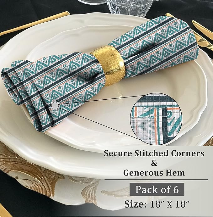 RUVANTI Cloth Napkins Set of 6 Cotton 100%, 18x18 Inches Napkins Cloth Washable, Soft, Absorbent. Cotton Napkins for Parties, Christmas, Thanksgiving, Weddings, Dinner Napkins Cloth - Kite