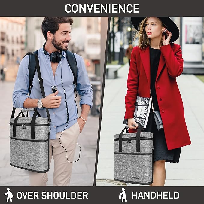 opux 3 Bottle Wine Carrier Tote, Insulated Leakproof Wine Cooler Bag, Wine Travel Bag Tote for Picnic BYOB Beach, Portable Wine Bottle Carrying Case, Gift for Wine Lover Women Men Christmas, Grey