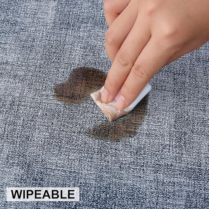 homing Faux Leather Heat Resistant Placemats 6 Packs, Waterproof Wipeable Dining PU Place Mats for Indoor & Outdoor, Easy to Clean, Denim Blue