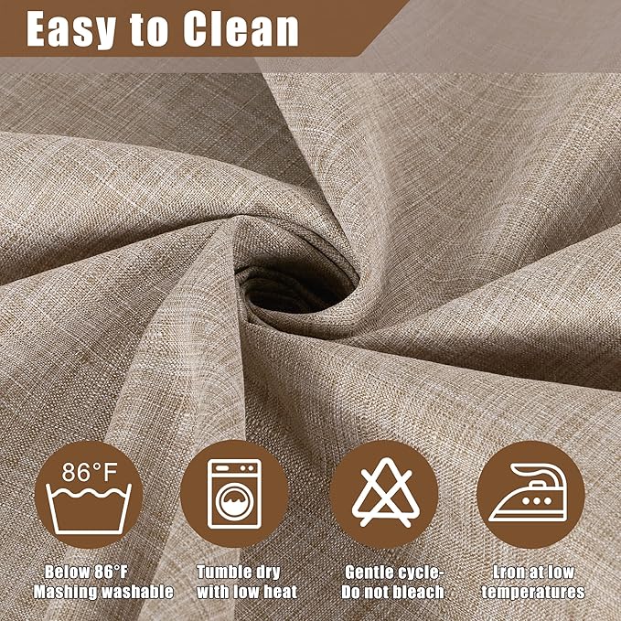 Fitable Linen Textured Tablecloth Washable Fabric Rectangle Table Cloth for 8 Foot Tables, Holiday Table Cover for Kitchen Dining, Party, Farmhouse (Nature, 54 x 108 Inch)