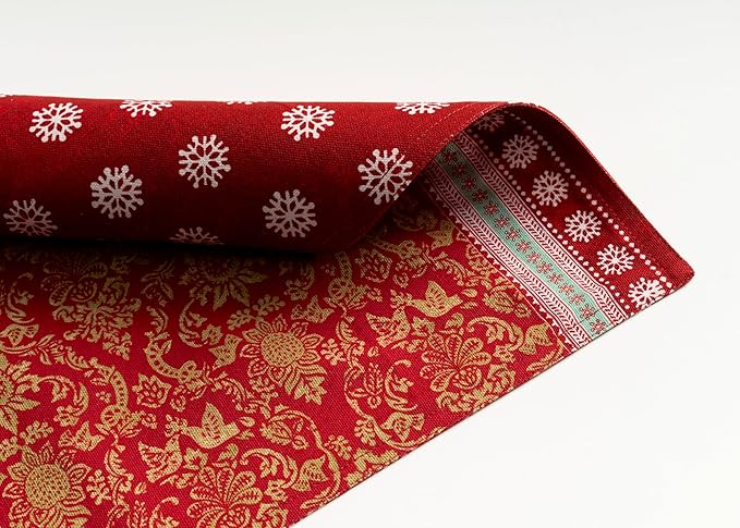 Maison d' Hermine Placemats Set of 4 100% Cotton Washable Cloth Place Mats, Reusable Table Mats for Thanksgiving Christmas Decorations Kitchen Dining Party Wedding Restaurant (Sofia, 13" x 19")