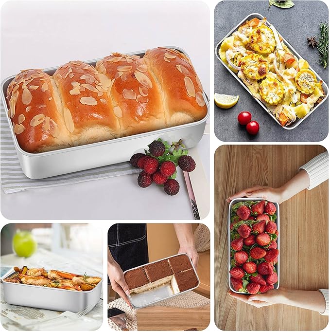 LIANYU 10 Pack Loaf Pans for Baking Bread, 9 x 5 Inch Stainless Steel Bread Loaf Pans for Sourdough, Cake Brownies, Heavy Duty Loaf Tins for Oven, Dishwasher Safe