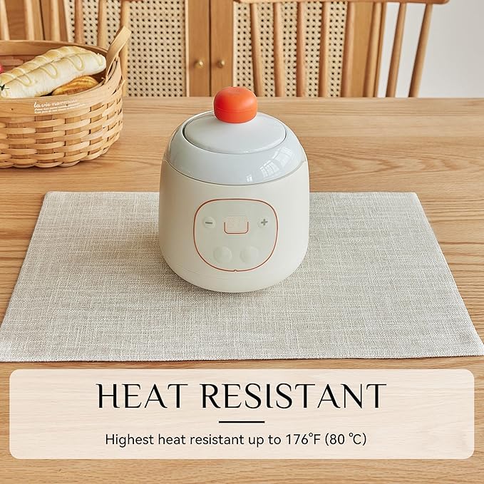 Softalker Faux Linen Placemats Set of 4-12 x 18 Inch, Heat Resistant Double Layered Durable Burlap Farmhouse Place Mats, Non-Slip Washable Rustic Table Mats for Dining, Kitchen, Party（Cream