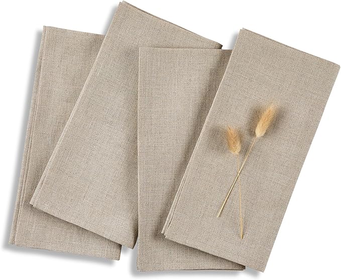Solino Home Natural Linen Napkins Set of 4 - 100% Pure Linen Cloth Washable Dinner Napkins 20 x 20 Inch for Fall, Autumn, Thanksgiving, Christmas, Holiday - Fete