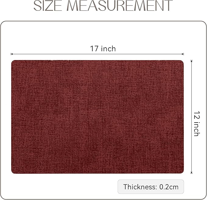 Romanstile Vinyl Placemats Set of 8-12 X 18 Inch - Heat Resistant Place Mats 100% Waterproof Oilproof Wipeable Reversible Faux Leather Table Mats for Kitchen/Dining/Party/Outdoor, Red