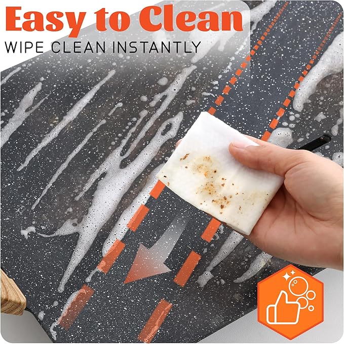 12x20inch Electric Griddle by BBQ Masters, 1700W Fast Even Heating, ILAG Granite Nonstick, Sloped Cooking Surface, Frameless Design for Easy Cleaning, Great for Family Gatherings, Black