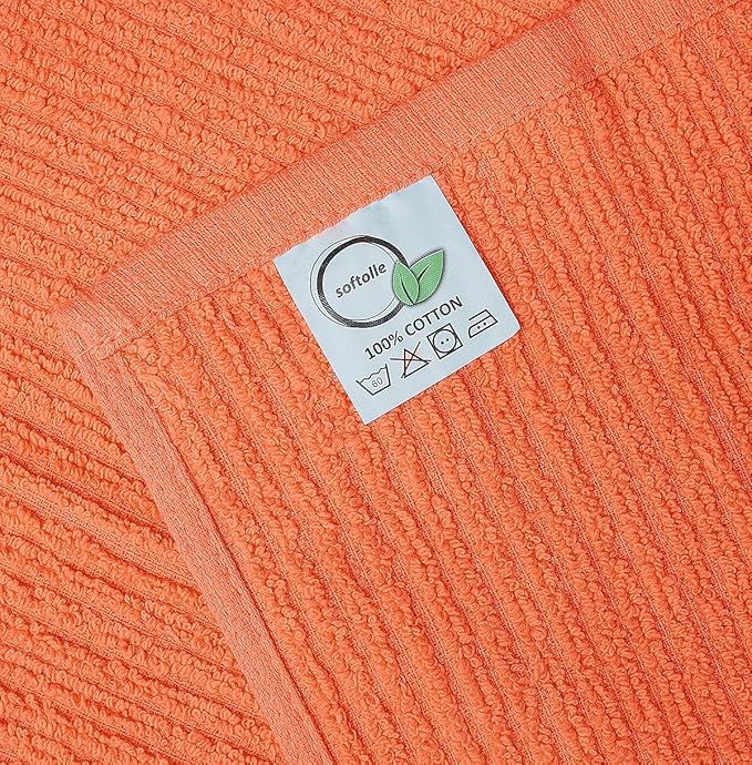 Softolle Bar Mop Towels, Pack of 12-16x19 Inches - 100% Cotton Super Absorbent Towels, Multi-Purpose for Home and Bar Cleaning (Coral)