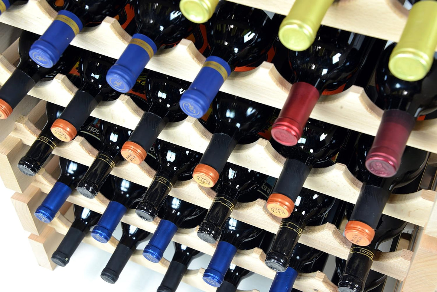 sfDisplay.com,LLC. Modular Wine Rack Beechwood 40-120 Bottle Capacity 10 Bottles Across up to 12 Rows Newest Improved Model (40 Bottles - 4 Rows)