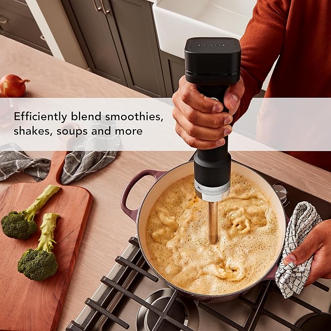 KitchenAid Go Cordless Hand Blender with Accessories - battery included, KHBRV75, Black Matte