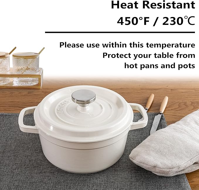 Home Brilliant Table Place Mats Fabric Cloth Placemats Set of 8 Heat Resistant Dining Linen Place Mats Kitchen, Dark Grey