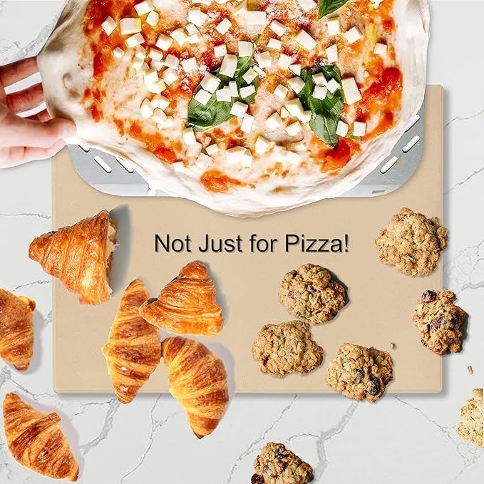 15"x12" Rectangular Pizza Stone for Oven, Grill & Camping, Cordierite Baking Stone with High Heat Resistance