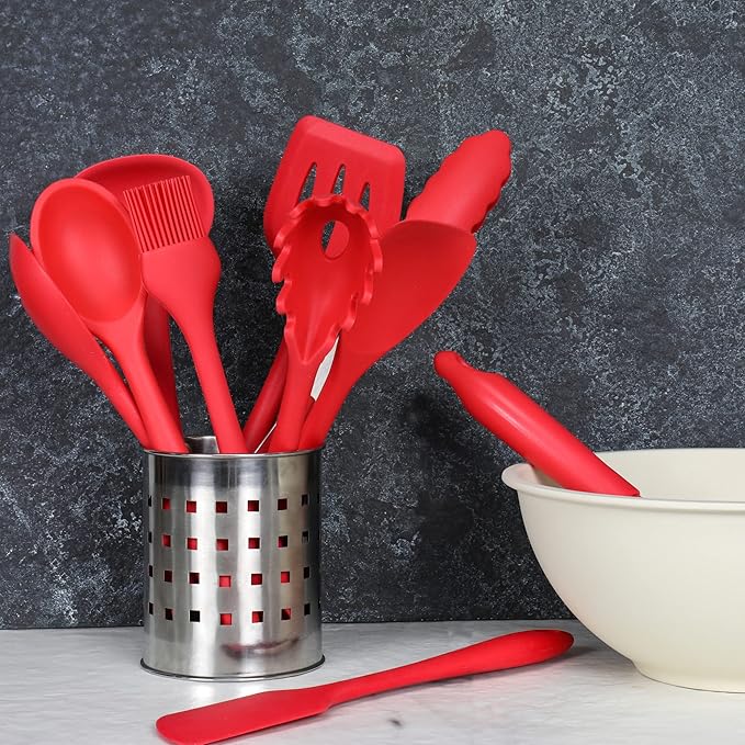 Chef Craft Premium Silicone Spaghetti/Pasta Fork, 11.5 inch, Red