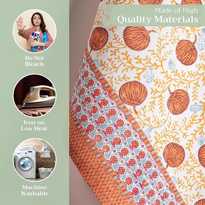 Maison d' Hermine Kitchen Towels Set of 3 100% Cotton 20" x 27.5" Reusable Cloth Tea Dish Towels Absorbent with Hanging Loop for Kitchen Dining Thanksgiving Christmas Decorations (Harvest Festival)