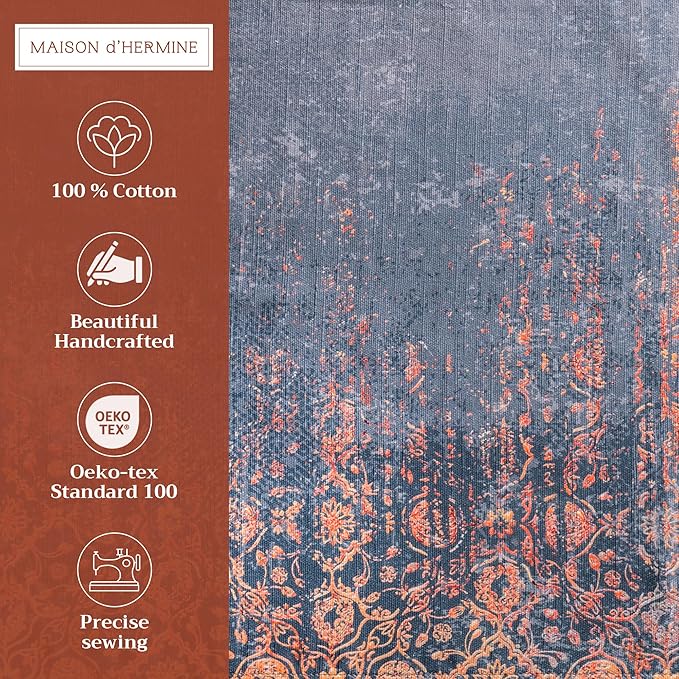 Maison d' Hermine Placemats Set of 4 100% Cotton Washable Cloth Place Mats, Reusable Table Mats for Thanksgiving Christmas Decorations Kitchen Dining Party Wedding Restaurant (Imperfection, 13" x 19")