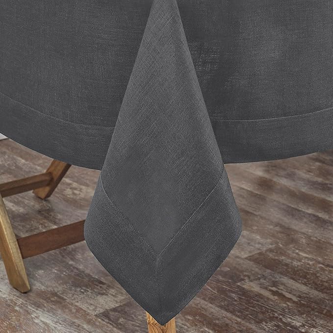 D'Moksha Homes Linen Tablecloth 60 x 120 Inch - 100% Pure Linen Charcoal Grey Table Cloth for Rectangle Tables - Machine Washable Cloth Tablecloth for Summer, Fall and Halloween
