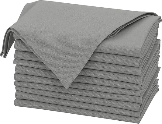 Ruvanti Linen Napkins Set of 12, 18x18 Cloth Napkins, Cotton Linen Blend Napkins Cloth Washable, Soft, Reusable Dinner Napkins for Wedding, Parties, Christmas, Thanksgiving, Everyday Use - Wild Dove