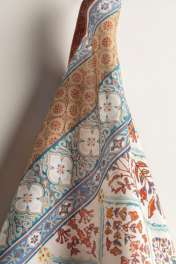 Maison d' Hermine Kitchen Towels Set of 3 100% Cotton 20" x 27.5" Reusable Cloth Tea Dish Towels Absorbent with Hanging Loop for Kitchen Dining Thanksgiving Christmas Decorations (Romane)