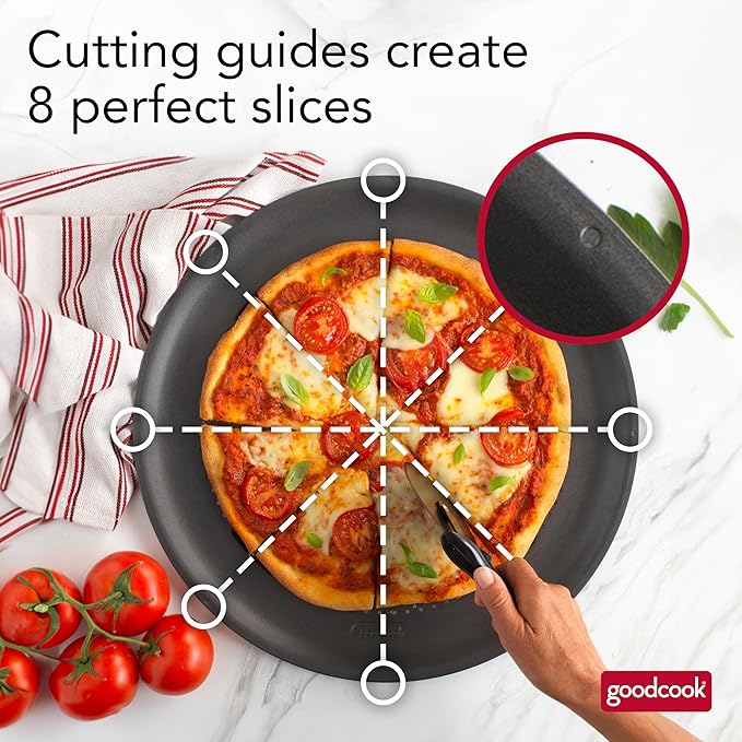 GoodCook AirPerfect Nonstick 16” Pizza Pan – Pizza Tray for Oven, Perforated Round Pizza Pan, Carbon Steel Baking Pan, Homemade, Frozen & Leftover Slices