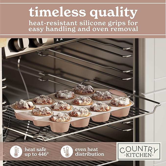 Country Kitchen Nonstick Stackable Bakeware Set - Durable, Easy Release Baking Set- 22 Pc. Includes Silicone Muffin Cups