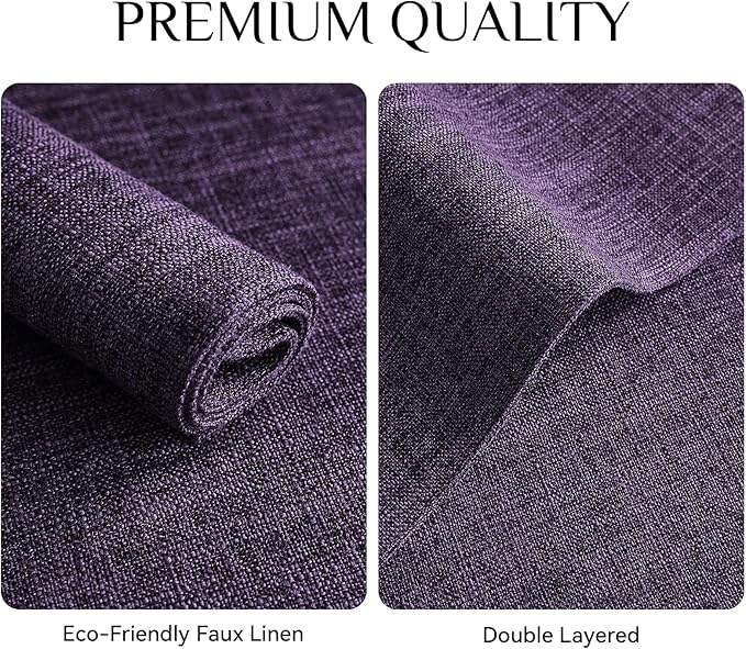 Softalker Faux Linen Placemats Set of 8-12 x 18 Inch, Heat Resistant Double Layered Durable Burlap Farmhouse Place Mats, Non-Slip Washable Rustic Table Mats for Dining, Kitchen, Party（Purple
