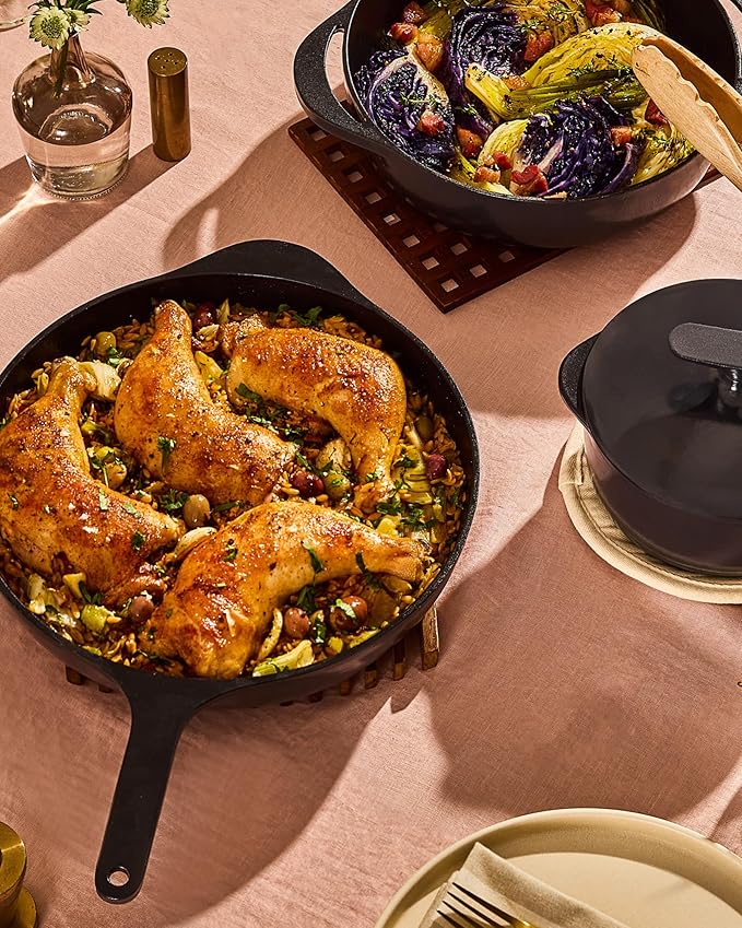 Caraway Cast Iron Skillet - 12” Enameled Cast Iron Pan With 3 Layer Enamel Coating - No Seasoning Required - Compatible With All Stovetops - Free From Forever Chemicals - Rust