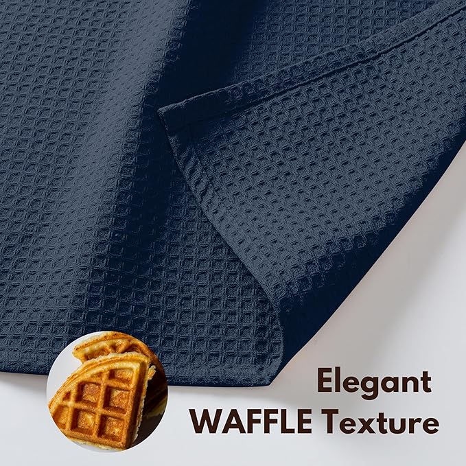 Native Fab 12 Pack Waffle Dish Cloths - 100% Cotton, Absorbent, Quick Drying, Reusable Towels for Cleaning, Cooking, Baking - Great for Home, Restaurants, Versatile Use - 12"x12" - Navy Blue