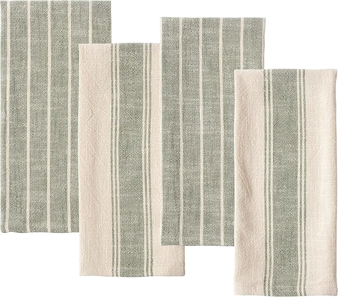 KAF Home Natural Rustic Farmhouse Slubbed Kitchen Towel | 100% Cotton Dish Towel, 18 x 28 Inches | Soft and Absorbent (Olive, Set of 4)